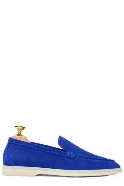 Scarosso Ludovica Almond Toe Loafers In Blue