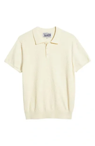 Schott Nyc Basket Weave Cotton Knit Polo In Off White