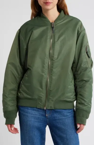 Schott Nyc Nylon Ma-1 Flight Jacket In Sage