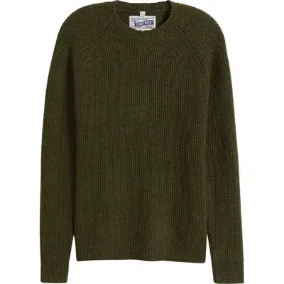 Schott Nyc Ribbed Wool Blend Sweater In Moss