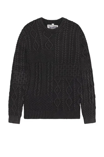 Schott Stonewash Patchwork Sweater In Charcoal