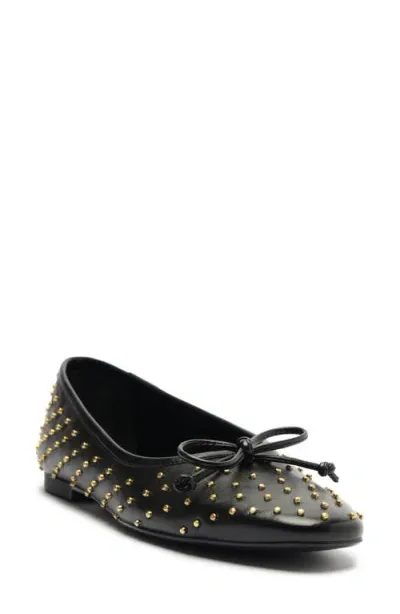 Schutz Arissa Square Toe Ballet Flat In Black W Studs