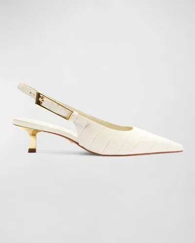 Schutz Ciara Croco Slingback Pumps In Pearl