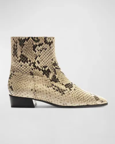 Schutz Helena Snake-embossed Zip Ankle Booties In Animal Print