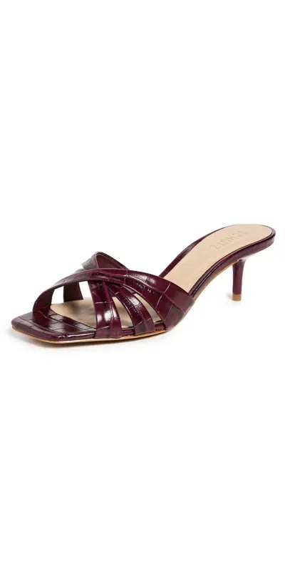 Schutz Keefa Croco Sandals Merlot Wine