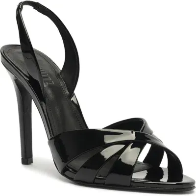 Schutz Keefa Patent Leather Slingback Sandal In Black