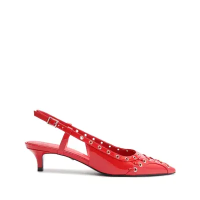 Schutz Ruth Mid Leather Pump In Red