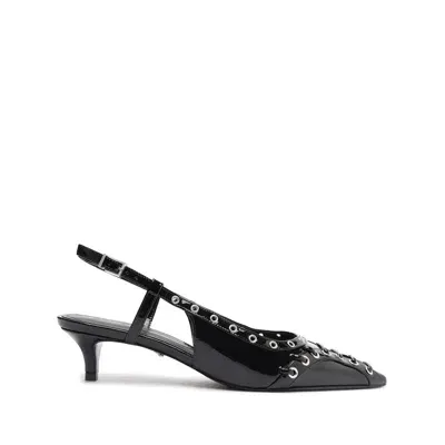 Schutz Ruth Mid Patent Leather Pump In Black