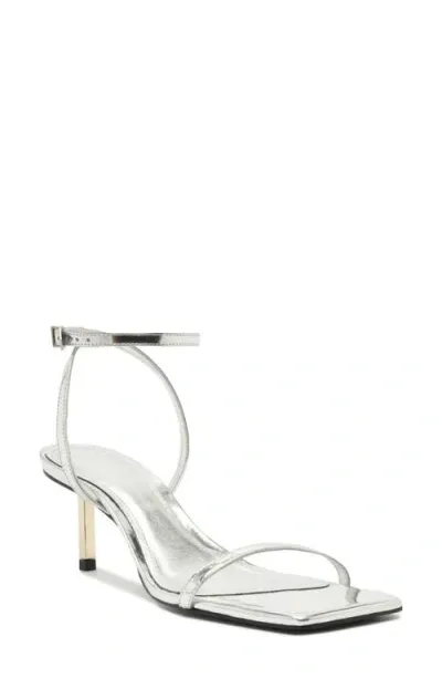 Schutz Sam Square Toe Ankle Strap Sandal In Prata