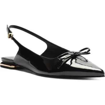 Schutz Violetta Sculpt Pointed Toe Slingback Flat In Black / Gold