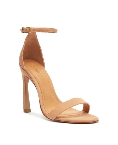 Schutz Cadey Lee Suede Ankle-strap Stiletto Sandals In Beige