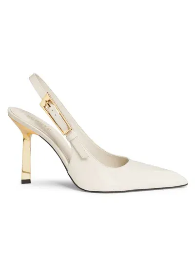 Schutz Women's Ciara 100mm Leather Slingback Pumps In Pearl