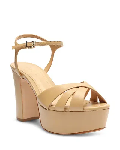 Schutz Women's Keefa Crossover High Heel Platform Sandals In Beige