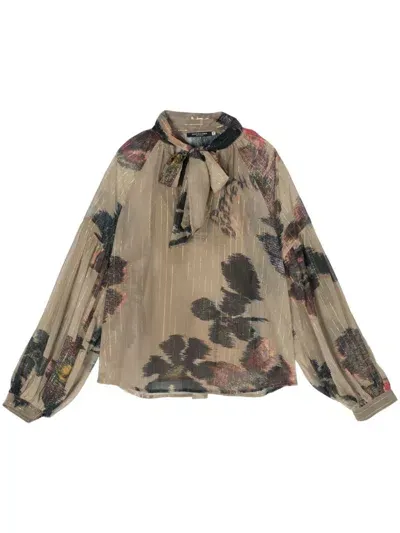 Scotch & Soda Abstract-printed Blouse In Green