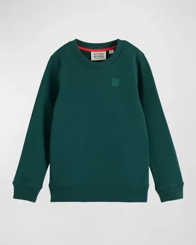 Scotch & Soda Kids' Boy's Embroidered Logo Sweatshirt In Cypress