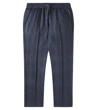 Scotch & Soda Kids' Checked Cotton-blend Straight Pants In Bookworm Check