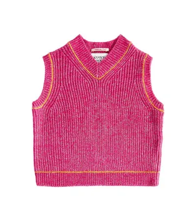 Scotch & Soda Kids' Cotton-blend Vest In Pink