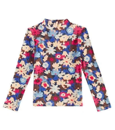 Scotch & Soda Kids' Floral Printed Jersey Top In Multicoloured