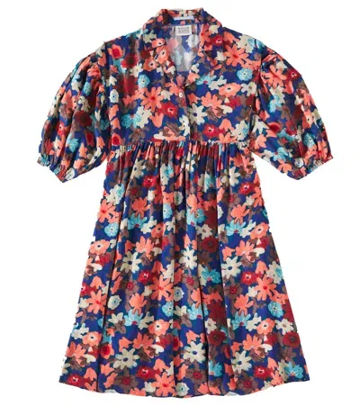 Scotch & Soda Kids' Floral Shirt Dress In Multicoloured