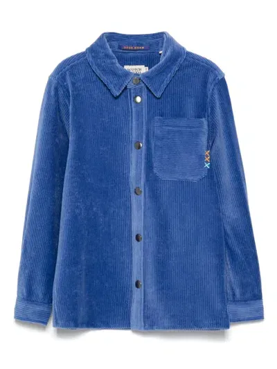 Scotch & Soda Kids' Knitted Corduroy Shirt In Blue