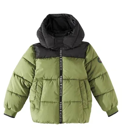 Scotch & Soda Kids' Logo Puffer Jacket In Military