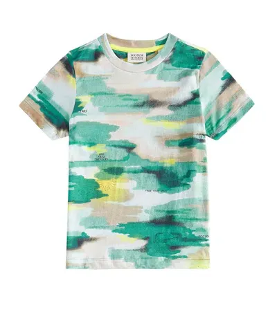 Scotch & Soda Kids' Printed Cotton T-shirt In Multicoloured