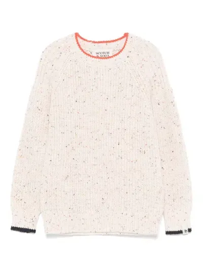 Scotch & Soda Kids' Ribbed-knit Sweater In Neutrals