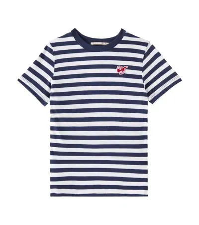 Scotch & Soda Kids' Striped Cotton Jersey T-shirt In Blue