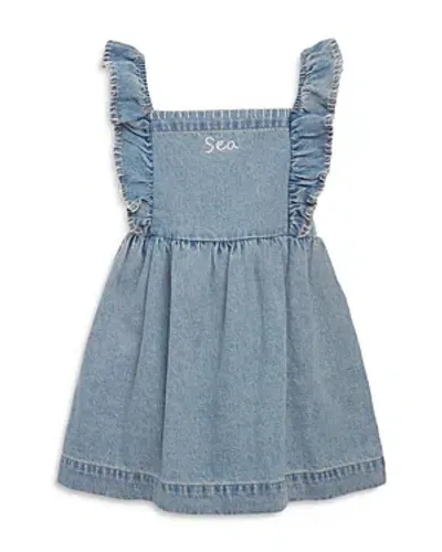 Sea Girls' Marion Mended Denim Flutter Sleeve Dress - Little Kid, Big Kid In Blue