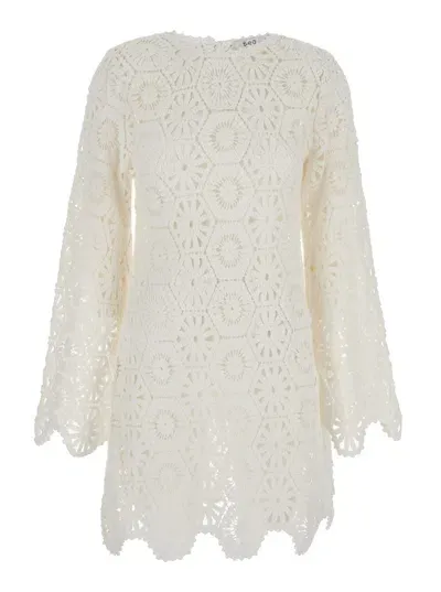 Sea New York Lakshmi White Mini Tunic Dress In Crochet Woman