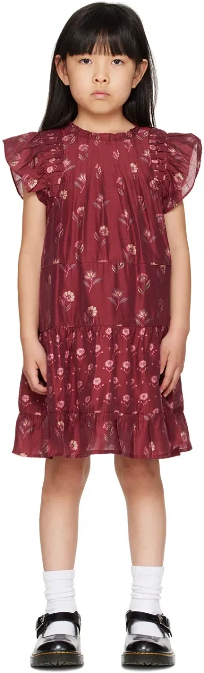 Sea Ny Kids Burgundy Famke Dress In Multi