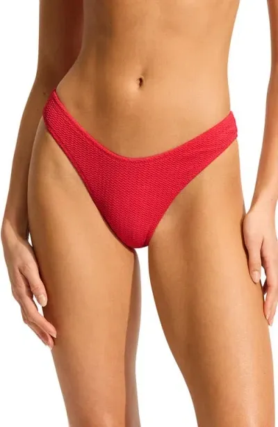 Seafolly Rio High Cut Bikini Bottoms In Chilli Red