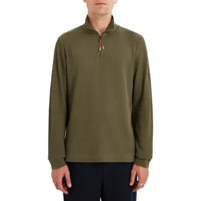 Sealskinz Forncet Waffle Stitch Organic Cotton Quarter Zip Pullover In Olive