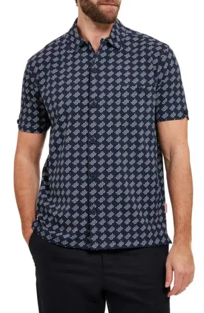 Sealskinz Walsoken Short Sleeve Knit Button-up Shirt In Navy