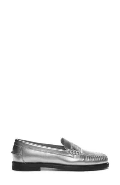 Sebago Metallic Slip-on Loafers In Silver