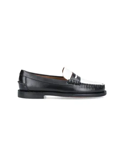 Sebago Classic Dan Leather Penny Loafers In Black,white