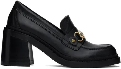 See By Chloé Leather Chain Heeled Loafers In Black