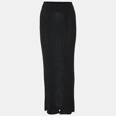 Pre-owned See By Chloé Black Lurex Rib Knit Maxi Skirt L