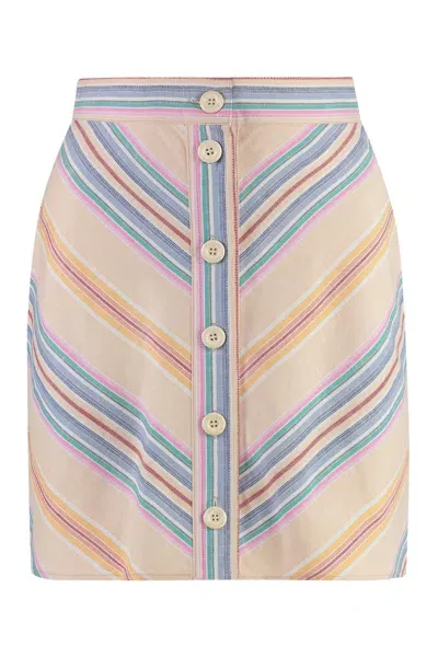 See By Chloé Cotton And Linen Skirt In Multicolor