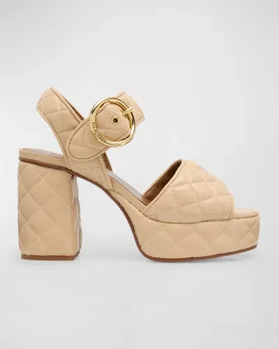 See By Chloé Jodie Quilted Ankle-strap Platform Sandals In Nude