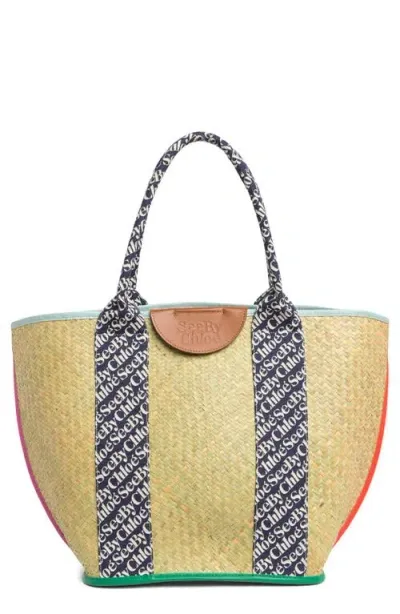 See By Chloé Laetizia Woven Basket Tote In Yellow