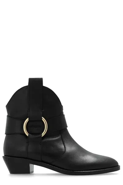 See By Chloé Black Leather Western Cowboy Boots