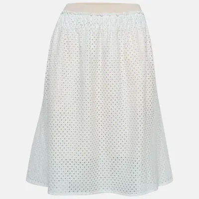 Pre-owned See By Chloé White/pink Eyelet Lace Short Skirt S