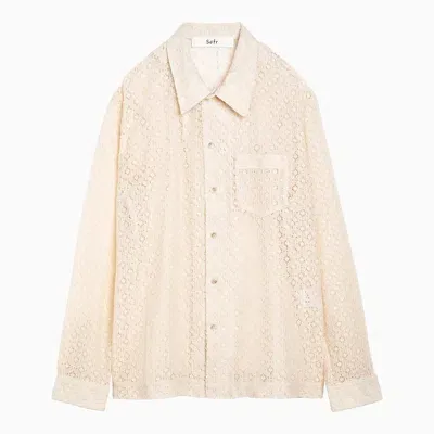 Séfr Panelled Long-sleeved Lace Shirt In Pink