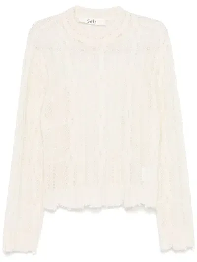 Séfr Solange Sweater In Fine Distressed Cream