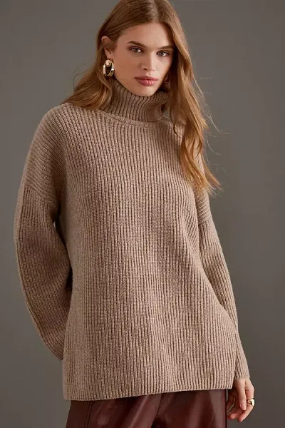 Selected Femme Mary Wool Roll-neck Jumper In Neutral