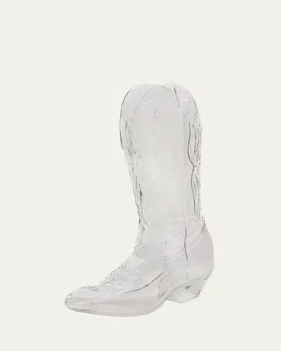 Seletti Clear Crystal Cowboy Boot Vase In Glass