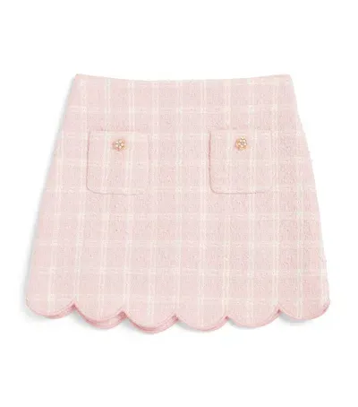 Self-portrait Kids' Bouclé Check Mini Skirt In Pink