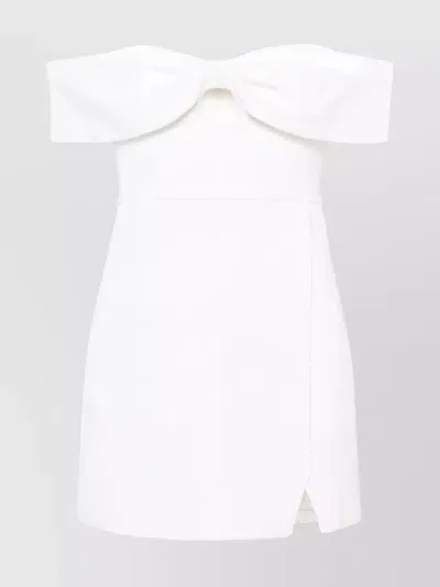 Self-portrait Off-the-shoulder Bow Mini Dress In White