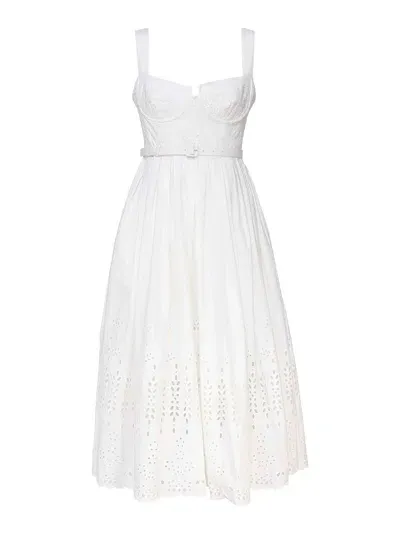 Self-portrait Broderie Minidress In Cotton In Blanco